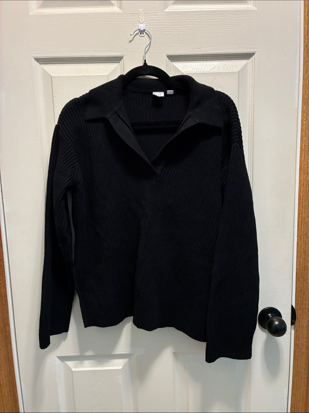 GAP Black Ribbed Collared Turtleneck Sweater